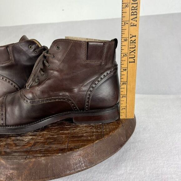REM ROM Boots Mens 42 Brown Leather Lined Lace Up Hand Made In Italy Cap Toe main image 5